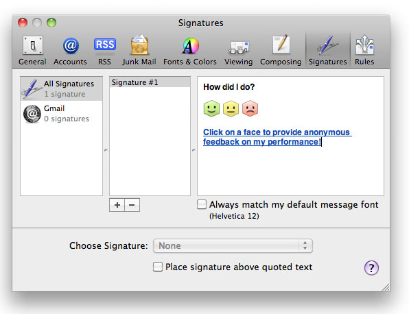 Paste your snippet into the Apple Mail signature window